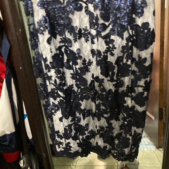 Tadashi Shoji dress lace sequins size 12 blue-gray women - Picture 5 of 7